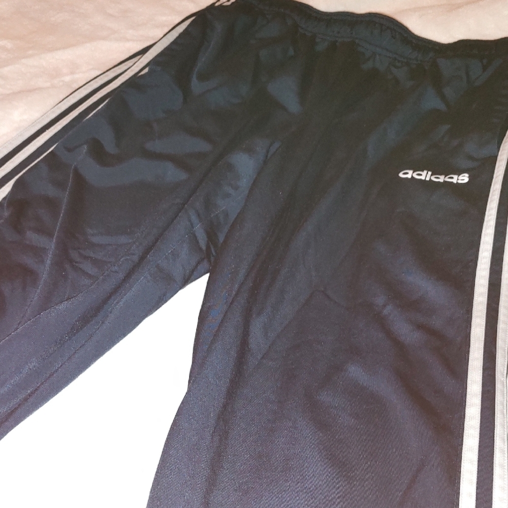 Adidas Men's Black Joggers with White Stripes - Picture 2 of 5